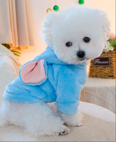 犬/猫用 ブルー エレファント フーデッド スウェットシャツ、かわいいコスチューム