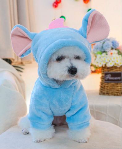 犬/猫用 ブルー エレファント フーデッド スウェットシャツ、かわいいコスチューム