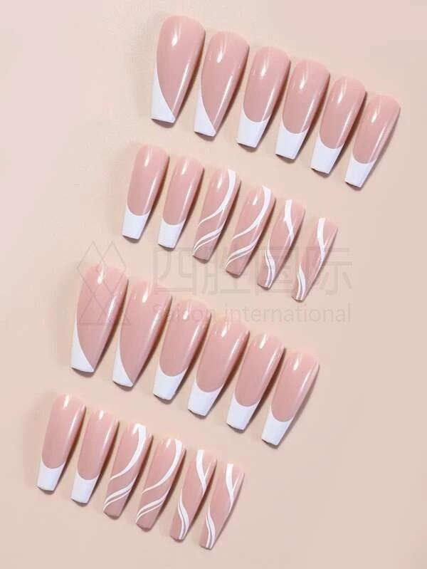 27pcs Colorblock Fake Nail