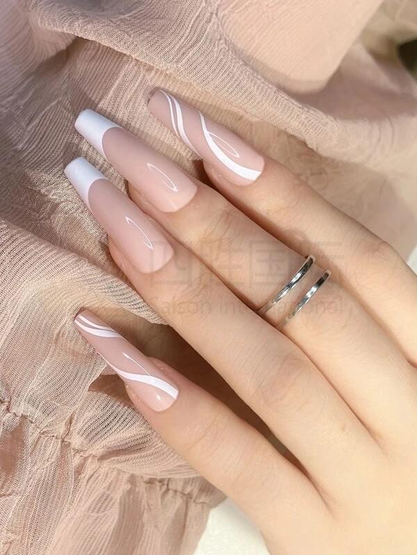 27pcs Colorblock Fake Nail