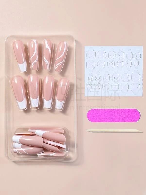 27pcs Colorblock Fake Nail
