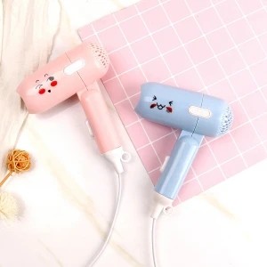 Cute cartoon mini foldable home portable cold and hot air hair dryer