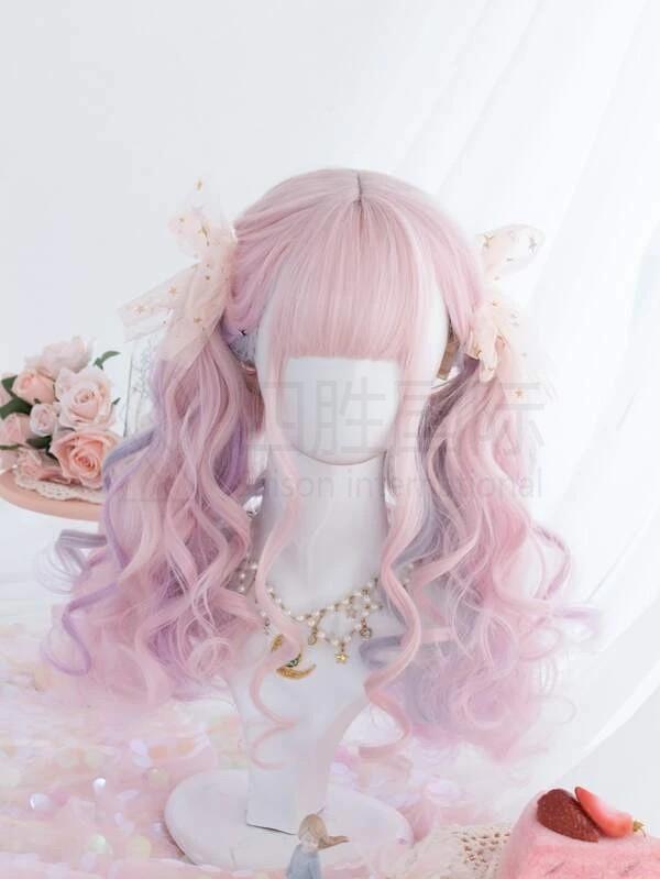 Ombre Long Curly Synthetic Wig With Bangs