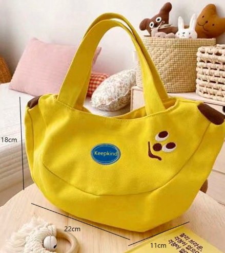 かわいいバナンデザーン 刺繍入りトートバッグ、便利な仕事用ブリーフケース