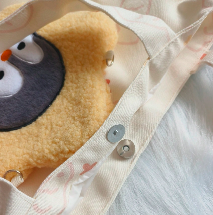 かわいいペンギンのショルダーバッグ、大容量プリントトートバッグ