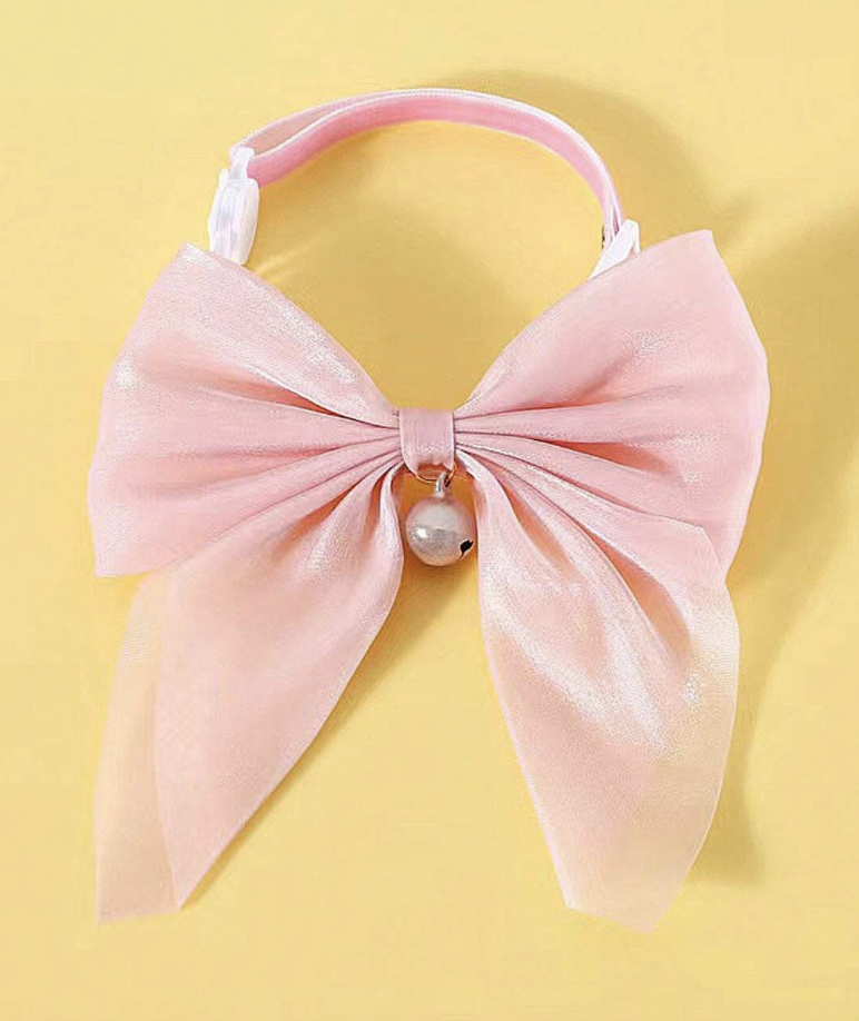 大きなちょう結びベル付き猫の首輪、エレガントで美しいネックレス、プリンセスピンクのファッショナブルなサイズ調節可能