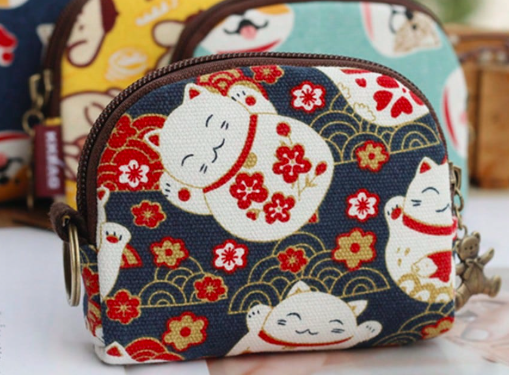 半円形ジッパー ミニ コインパース、かわいいカートゥーン マルチファンクション ストレージバッグ、カートゥーンプリント ウォレット、カード、クレジットカード、キーを収納可能