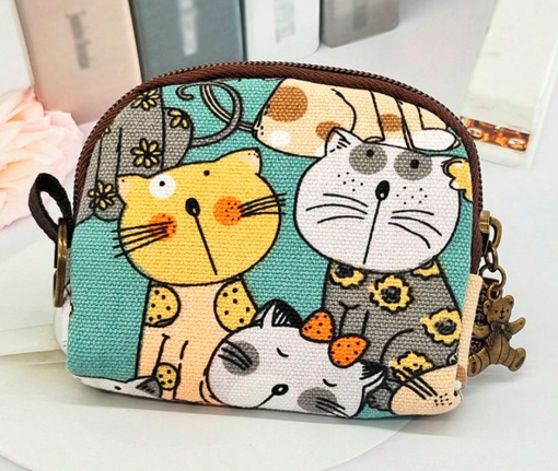 半円形ジッパー ミニ コインパース、かわいいカートゥーン マルチファンクション ストレージバッグ、カートゥーンプリント ウォレット、カード、クレジットカード、キーを収納可能