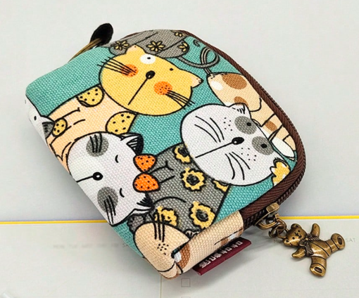 半円形ジッパー ミニ コインパース、かわいいカートゥーン マルチファンクション ストレージバッグ、カートゥーンプリント ウォレット、カード、クレジットカード、キーを収納可能