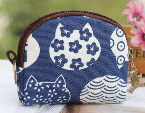 半円形ジッパー ミニ コインパース、かわいいカートゥーン マルチファンクション ストレージバッグ、カートゥーンプリント ウォレット、カード、クレジットカード、キーを収納可能