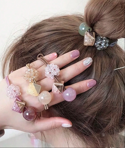 新スタイル レディース ヘアゴム エラスティック シュシュ お団子ヘア用