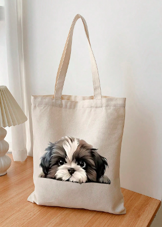 スペース 洗練 ヨークシャーテリア キャンバストートバッグ、ショルダーストラップ、グロサリーショッピングと日常使いに最適、旅行、通学、通勤に最適