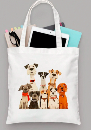 スペース 洗練 ヨークシャーテリア キャンバストートバッグ、ショルダーストラップ、グロサリーショッピングと日常使いに最適、旅行、通学、通勤に最適