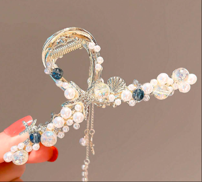 パール装飾 ファッショナブルヘアクロー