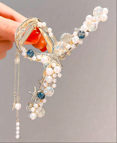 パール装飾 ファッショナブルヘアクロー
