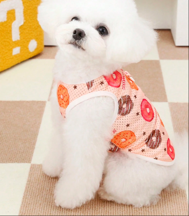 ピンクのドーナツ柄 可愛いペット犬猫ベストハーネス、屋外使用に適しています