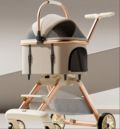 ファッショナブル 高級 ペット ベビーカー、ペットの寛ぎのための広々としたインテリア