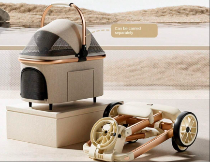 ファッショナブル 高級 ペット ベビーカー、ペットの寛ぎのための広々としたインテリア