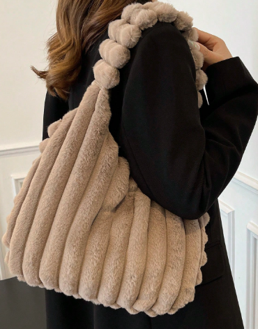 ファッショナブルなショルダーハンドバッグ、通勤用ファーショルダーバッグ、休暇や日常のお買い物に適しています、