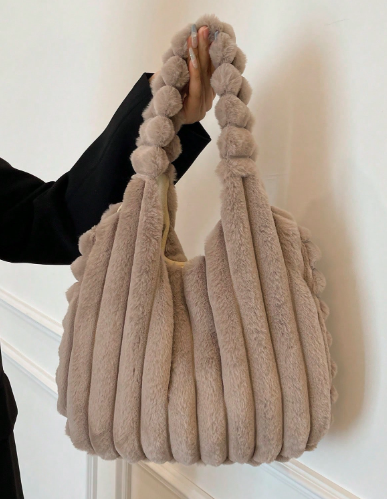 ファッショナブルなショルダーハンドバッグ、通勤用ファーショルダーバッグ、休暇や日常のお買い物に適しています、