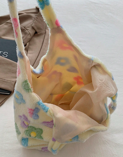 フラワーモチーフ トートバッグ 柔らかい素材使用