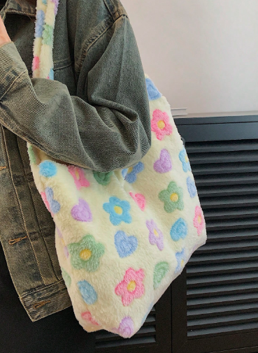 フラワーモチーフ トートバッグ 柔らかい素材使用