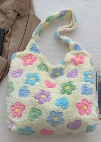 フラワーモチーフ トートバッグ 柔らかい素材使用