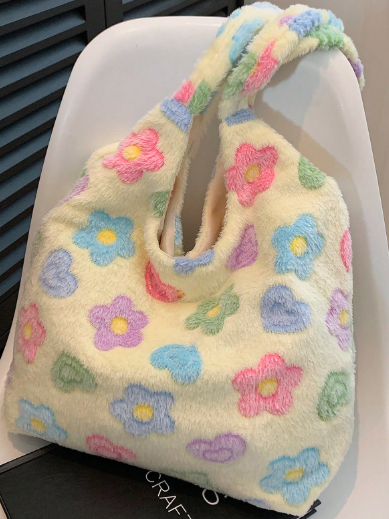 フラワーモチーフ トートバッグ 柔らかい素材使用