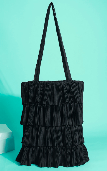 プリンセススタイル フリル ショルダーバッグ、可愛いプリーツバッグ、無地フリルワンピース レディース