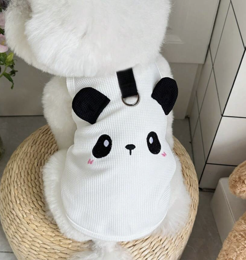 春夏服 刺繍入りベスト リードホール付き猫犬用