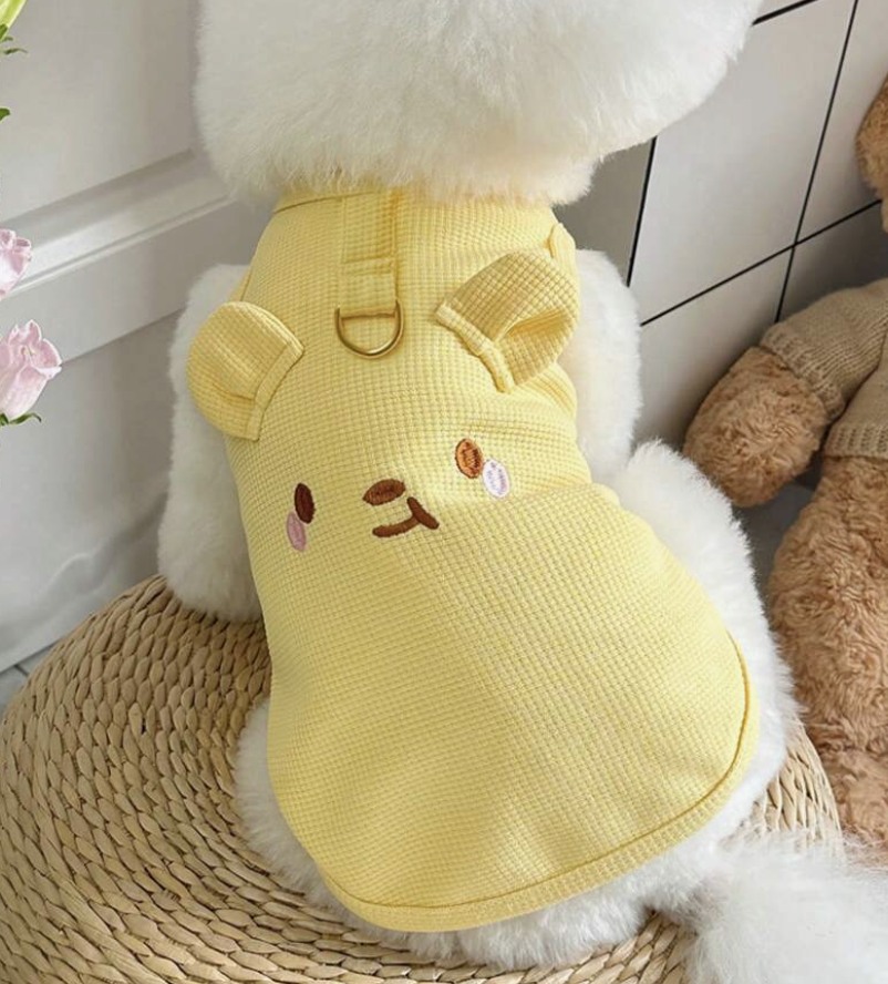 春夏服 刺繍入りベスト リードホール付き猫犬用