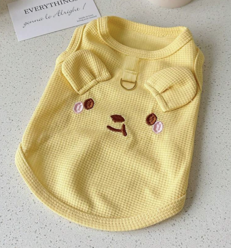 春夏服 刺繍入りベスト リードホール付き猫犬用