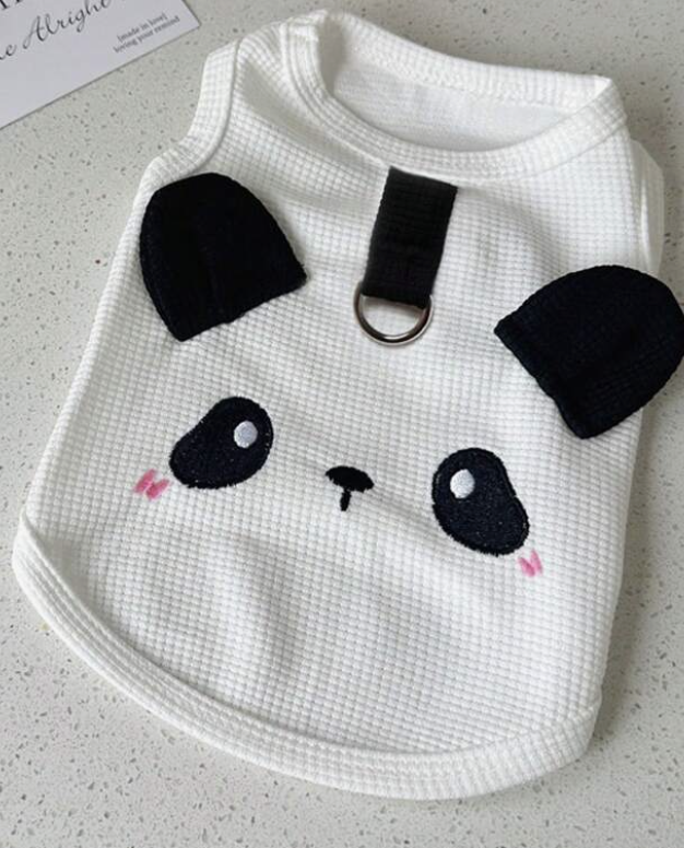 春夏服 刺繍入りベスト リードホール付き猫犬用