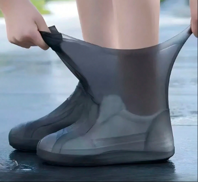 防水ラテックス シューズカバー、厚手で耐久性のある雨よけシューズプロテクター アウトドア