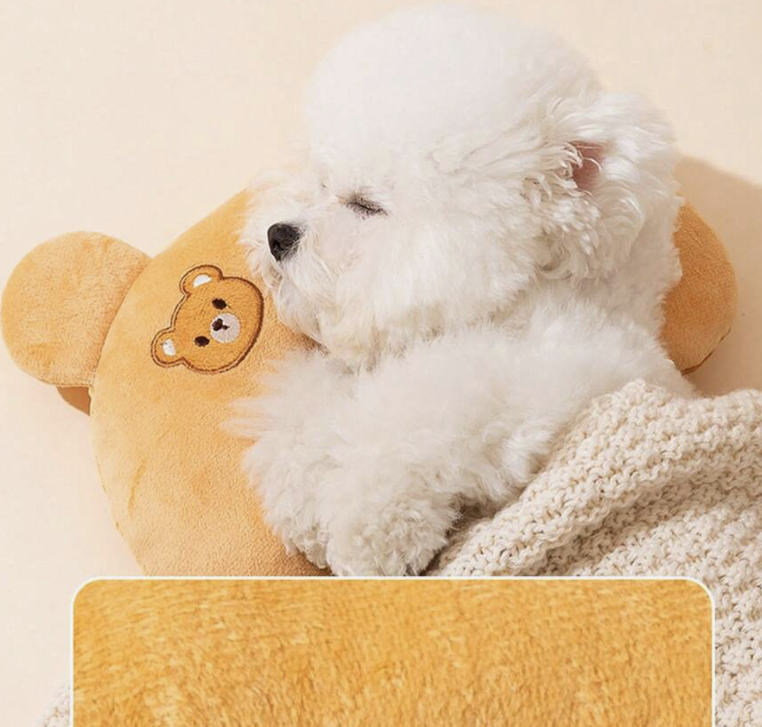 リラックスできる 犬猫用枕、ふわふわ犬用ベッドまくら、U字型の不安解消犬用首枕、ジョイントペインレリーフと睡眠の質向上ペット用おもちゃ