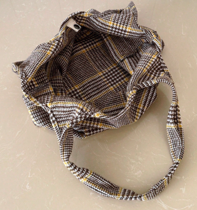 レジャーファッション アカデミックスタイル チェック柄 トートバッグ 大容量 ダブルハンドル