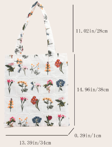 ヴィンテージフローラル刺繍 カジュアルトートバッグ 通勤やアウトドアに適しています